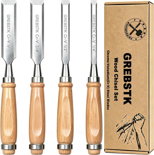 Piece wood chisel set v - piece, cr-v